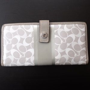 Grey and White Coach Wallet
